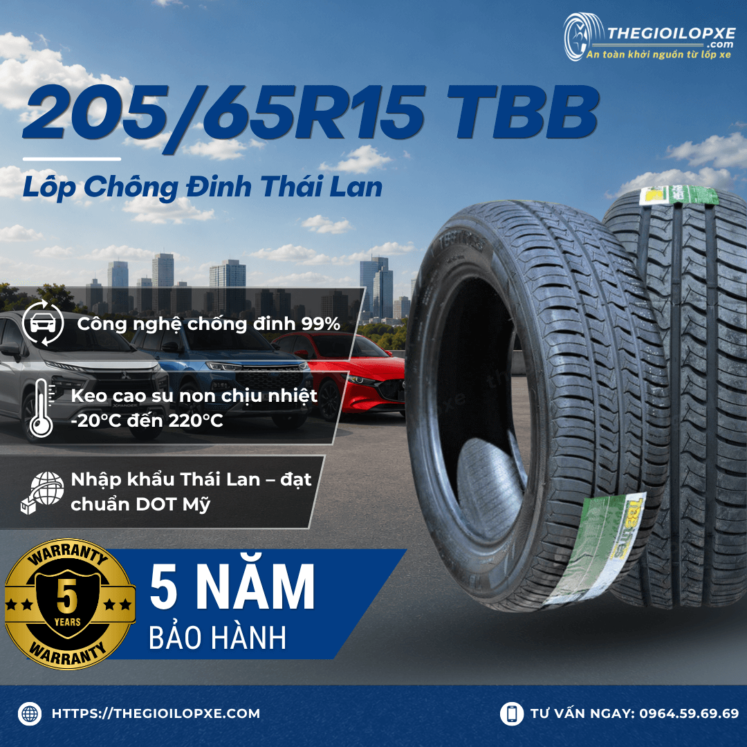 Lốp Chống Đinh 205/65R15 TBB Thái Lan - Lốp Xe Toyota Innova 15in