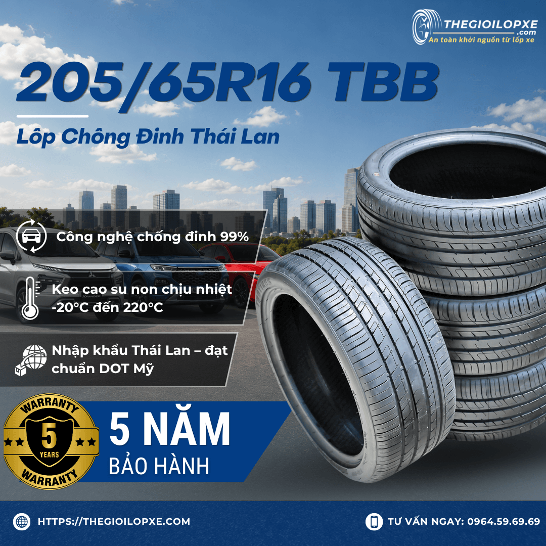 Lốp Chống Đinh 205/65R16 TBB Thái Lan - Lốp Xe Toyota Innova 16in