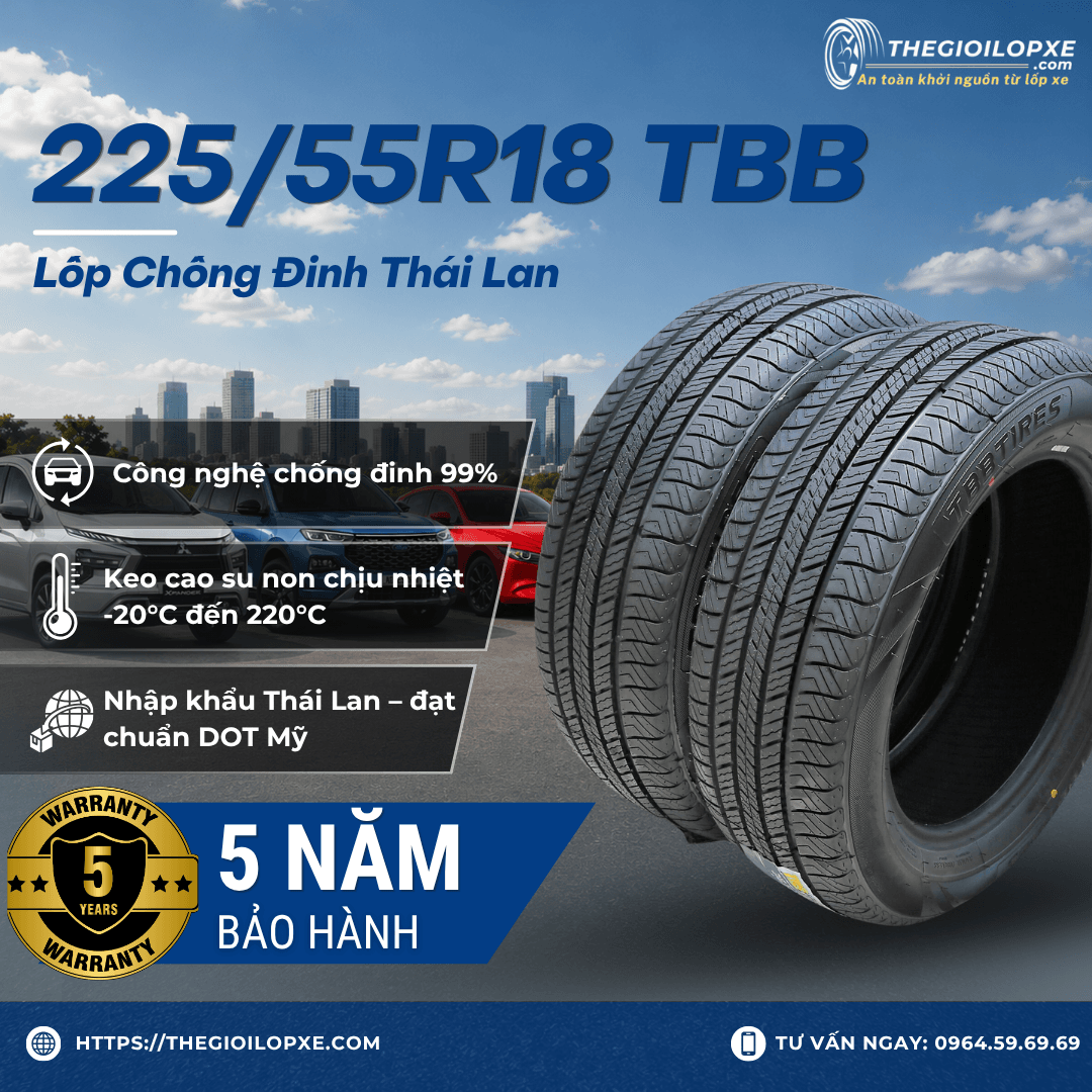 Lốp Chống Đinh 225/55R18 TBB Thái Lan - Lốp Xe Toyota Fortuner và Toyota Hillux